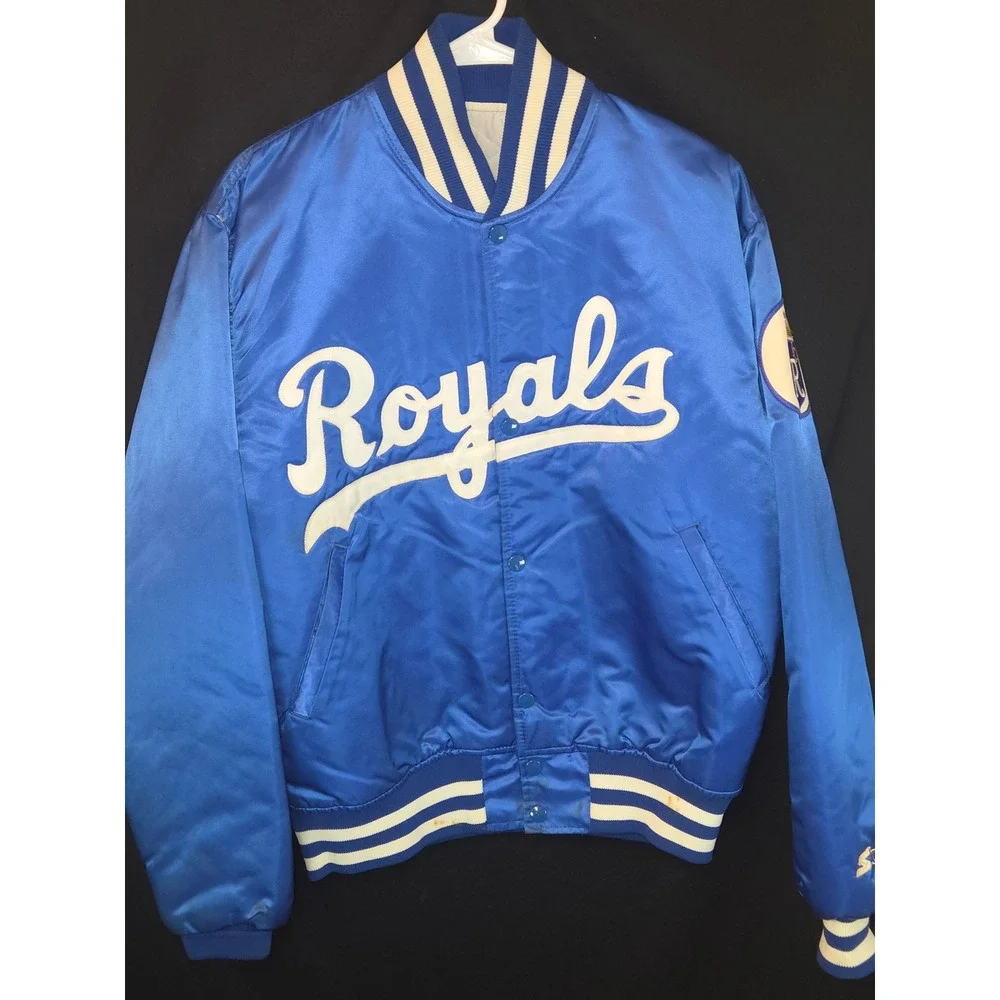 Starter Vintage Kansas City Royals Satin Baseball Jacket Men's Medium Blue White